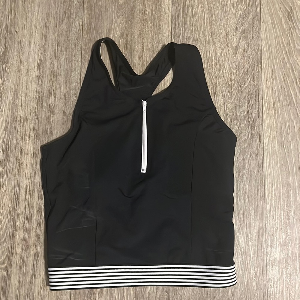 Lime Ricki sample sale razorback crop swim top